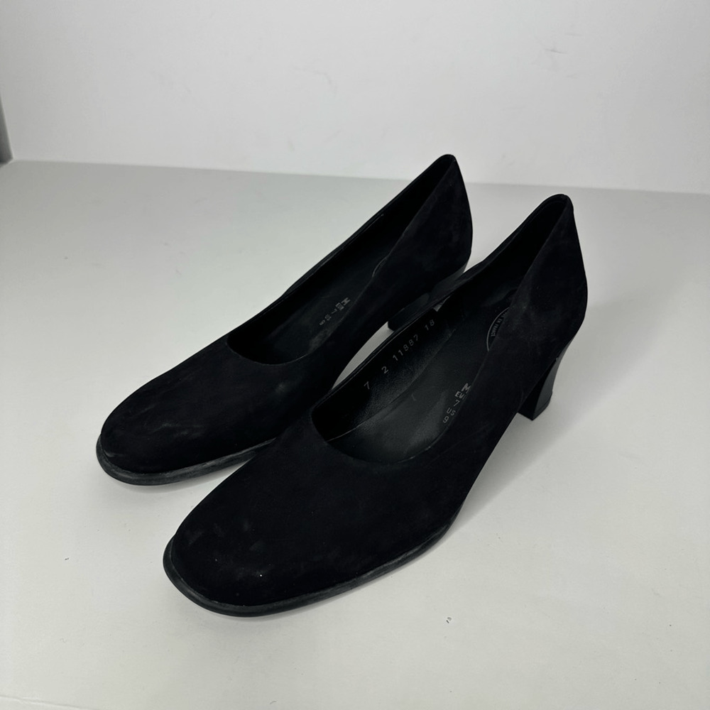 ARCHE Black Nubuck Leather Pumps comfort square toe womens size US 9 - Picture 2 of 8